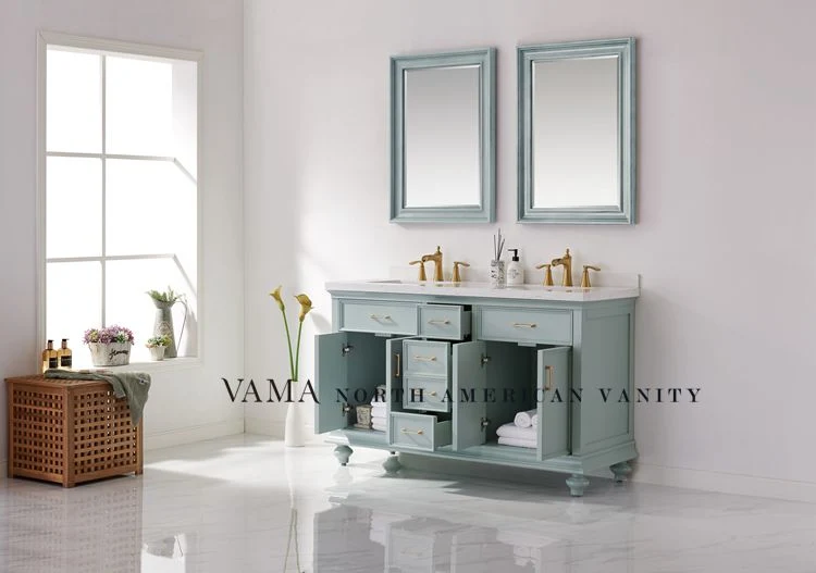 Vama 60 Inch Commercial Ready Made Double Sinks Bathroom Furniture for China